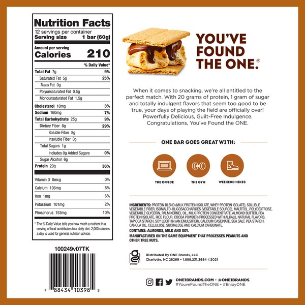 ONE Chocolate Chip Cookie Dough Protein Bar, 2.12 oz
