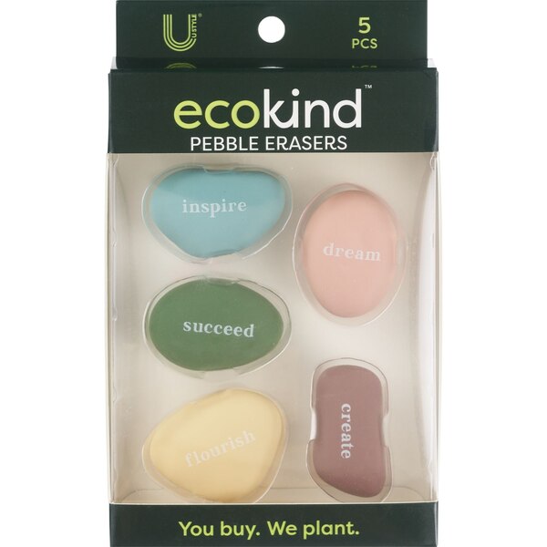 U Style Ecokind Pebble Erasers, 5 ct