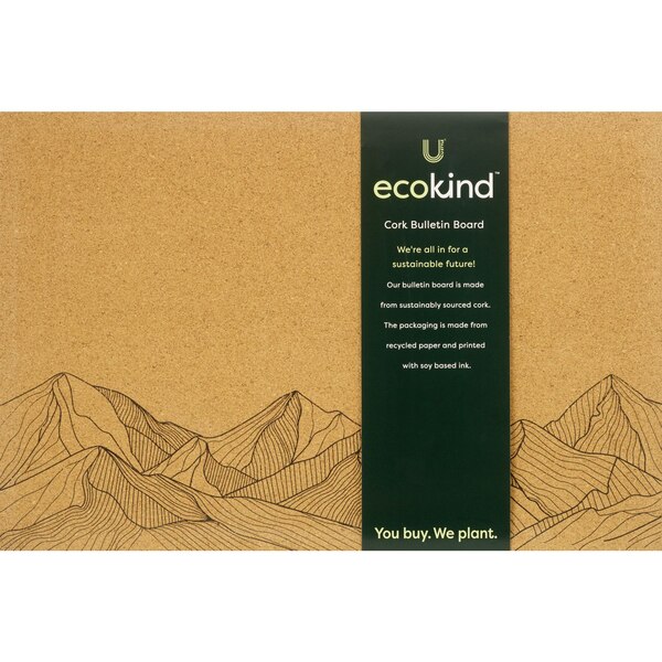 U Style Ecokind Large Frameless Cork Bulletin Board, 18 x 12 in