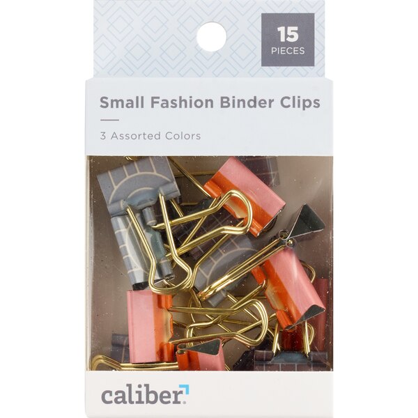 Caliber Decorative Small Binder Clips, 15 ct