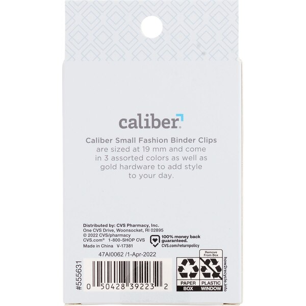 Caliber Decorative Small Binder Clips, 15 ct