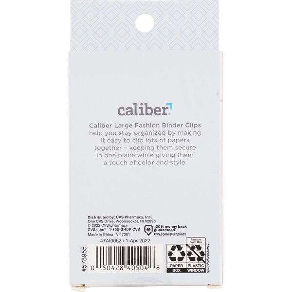 Caliber Decorative Large Binder Clips, 8 CT