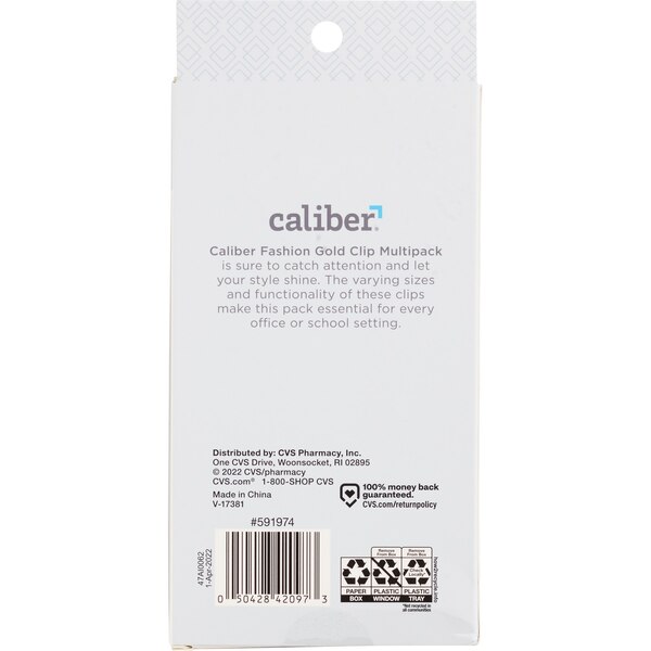 Caliber Decorative Paper Clips and Binder Clips, Gold