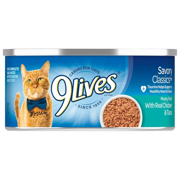9 Lives Meaty Paté with Real Chicken & Tuna Canned Cat Food