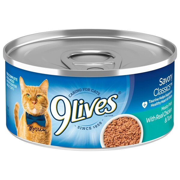 9 Lives Meaty Paté with Real Chicken & Tuna Canned Cat Food