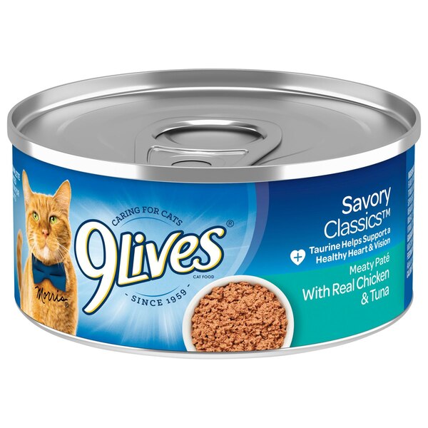 9 Lives Meaty Paté with Real Chicken & Tuna Canned Cat Food