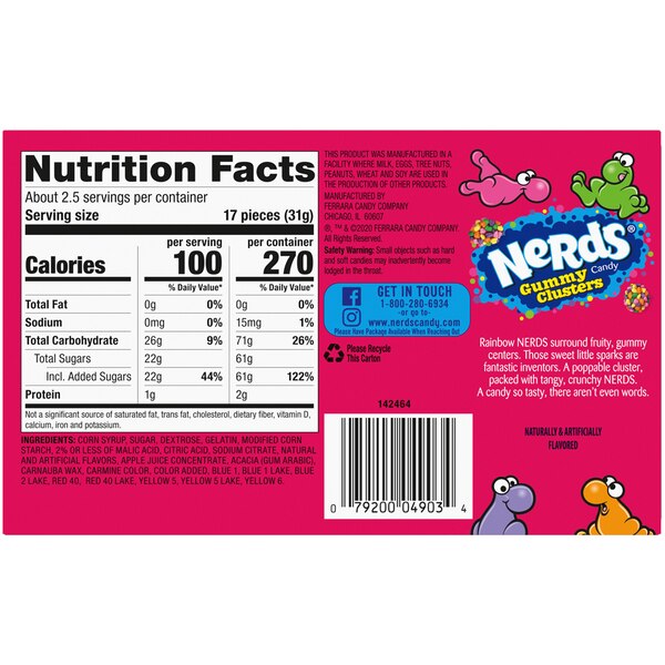 Nerds Gummy Clusters Candy, 3 oz