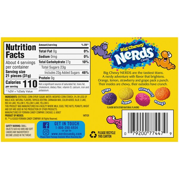 Nerds Big Chewy Theater Box Candy, 4.25 OZ