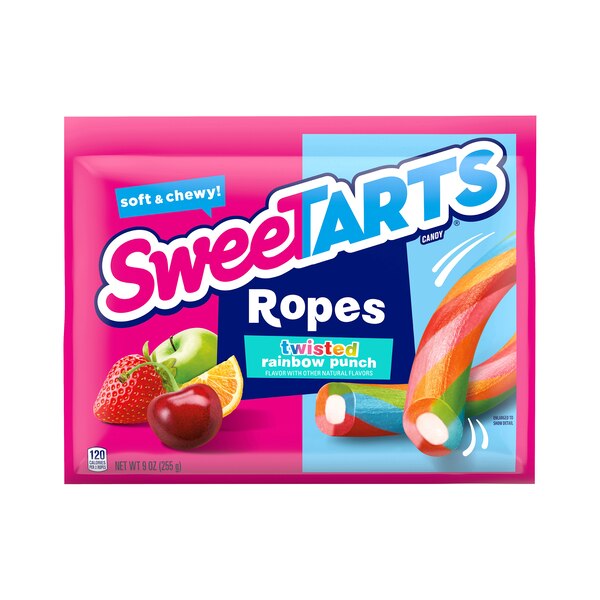 SweeTARTS Twisted Rainbow Punch Ropes Laydown Bag, 9 oz