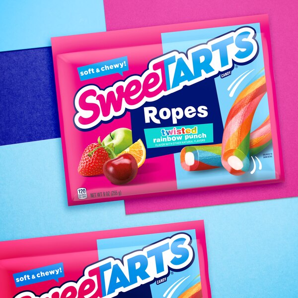 SweeTARTS Twisted Rainbow Punch Ropes Laydown Bag, 9 oz