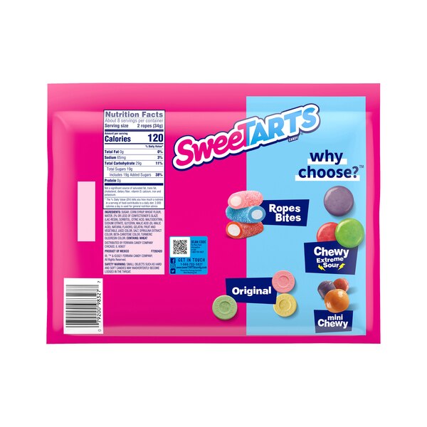SweeTARTS Twisted Rainbow Punch Ropes Laydown Bag, 9 oz