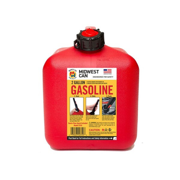 Midwest Can 2 Gallon Fuel Can with Quick-Flow Spout