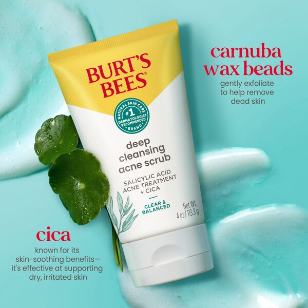 Burt's Bees Clear and Balanced Deep Cleansing Acne Scrub, 4 oz
