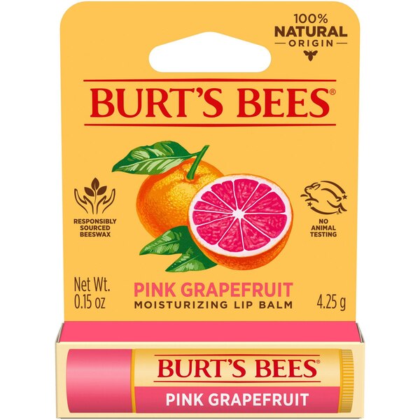 Burt's Bees 100% Natural Moisturizing Lip Balm, Pink Grapefruit with Beeswax & Fruit Extracts