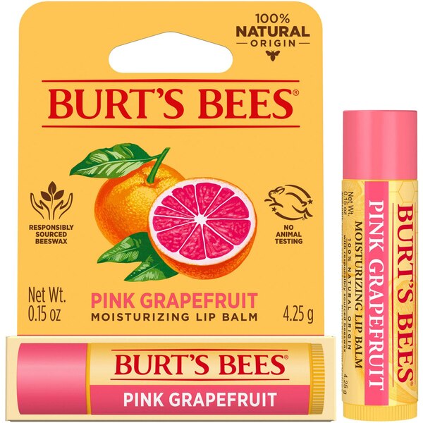 Burt's Bees 100% Natural Moisturizing Lip Balm, Pink Grapefruit with Beeswax & Fruit Extracts