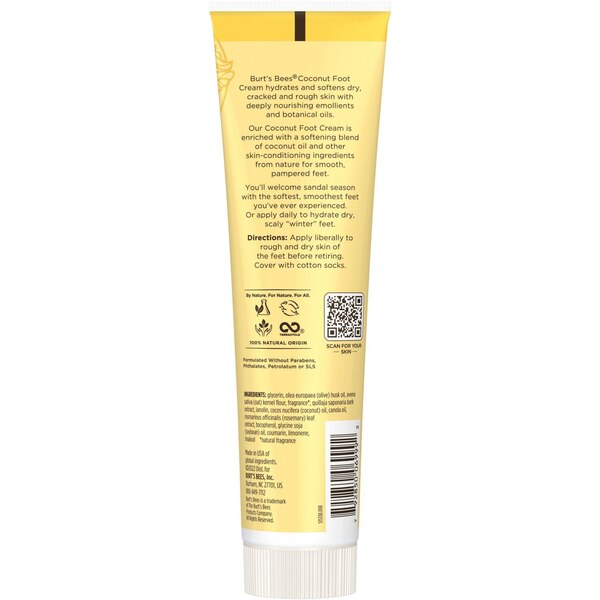 Burt's Bees Coconut Oil Foot Cream, 4.3 Oz