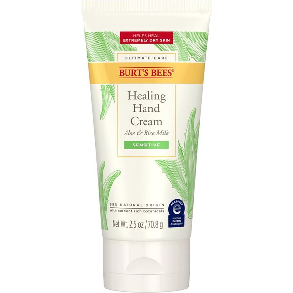 Burt's Bees Ultimate Care Healing Hand Cream with Aloe and Rice Milk for Sensitive Skin, 2.5 OZ