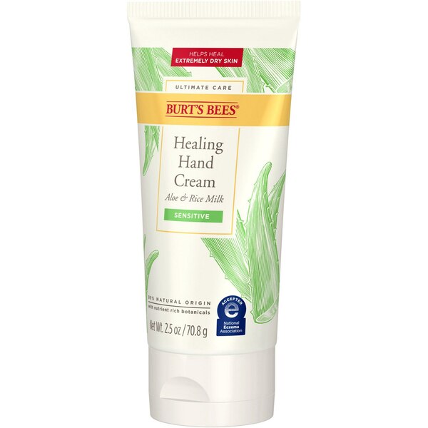 Burt's Bees Ultimate Care Healing Hand Cream with Aloe and Rice Milk for Sensitive Skin, 2.5 OZ