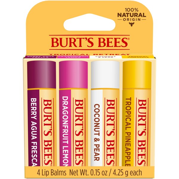 Burt's Bees Moisturizing Lip Balm, Freshly Picked Set, 4 CT