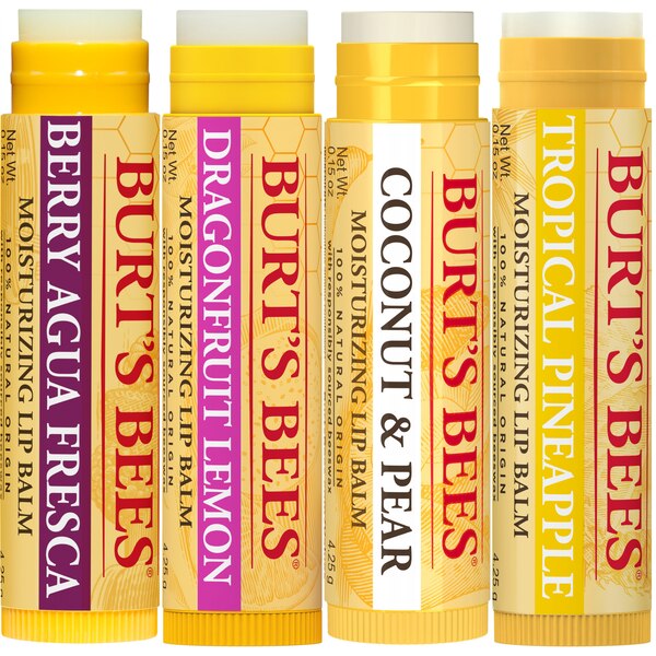 Burt's Bees Moisturizing Lip Balm, Freshly Picked Set, 4 CT