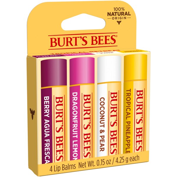 Burt's Bees Moisturizing Lip Balm, Freshly Picked Set, 4 CT