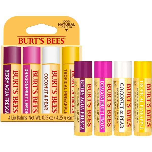 Burt's Bees Moisturizing Lip Balm, Freshly Picked Set, 4 CT