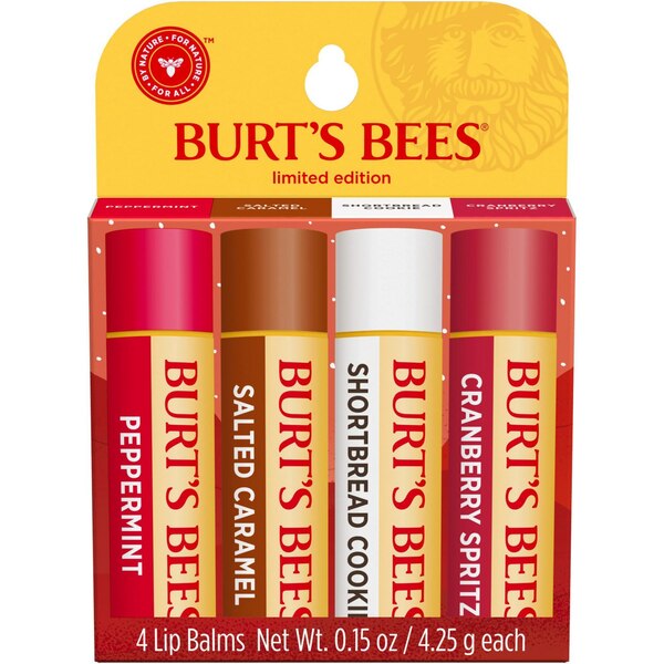 Burt's Bees 100% Natural Origin Moisturizing Holiday Lip Balm, Festive Fix 4-Pack