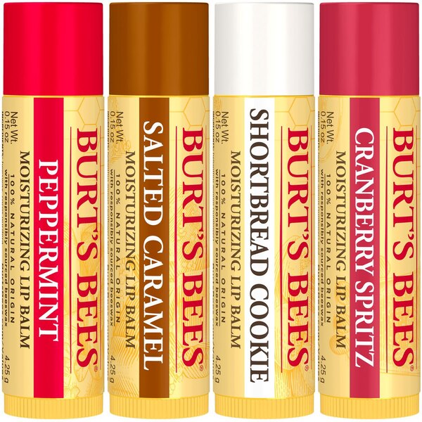 Burt's Bees 100% Natural Origin Moisturizing Holiday Lip Balm, Festive Fix 4-Pack