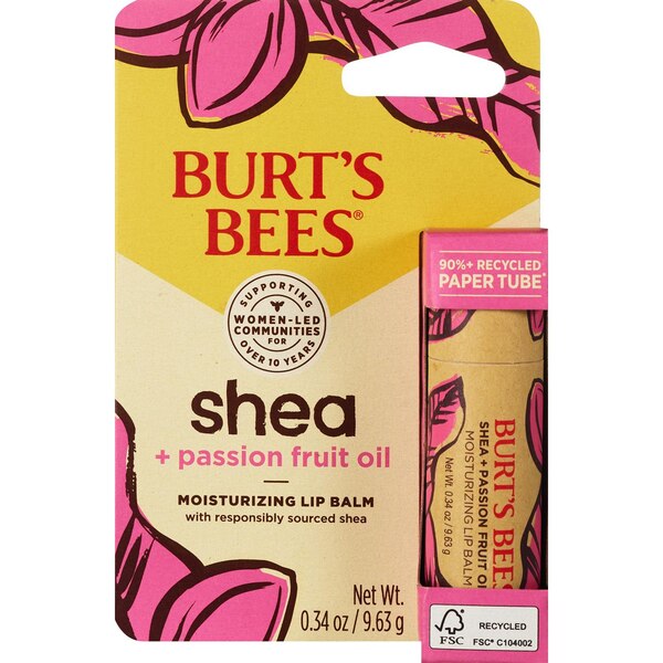 Burt's Bees Shea + Passion Fruit Oil Lip Balm, .34 OZ Paper Tube