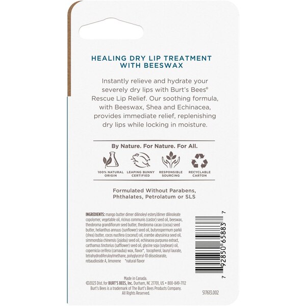 Burt's Bees Rescue Lip Relief, 0.35 OZ x 2