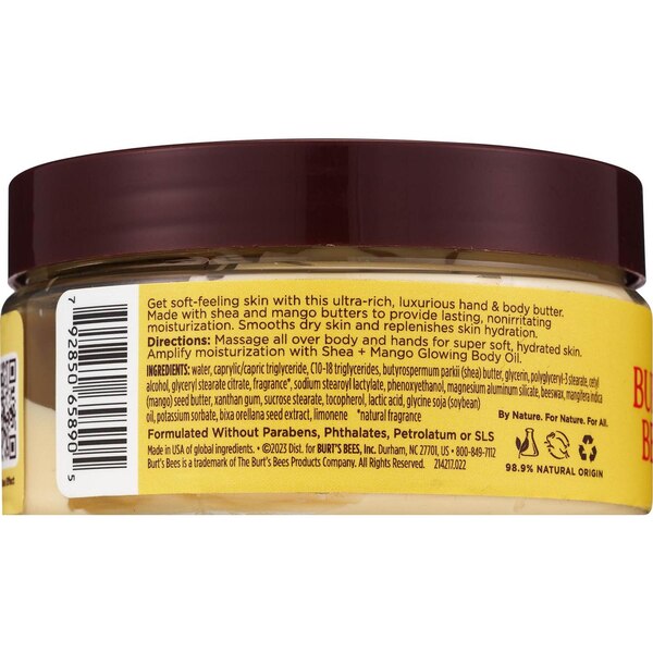 Burt's Bees Shea + Mango Luxurious Hand & Body Butter, 6.5 OZ