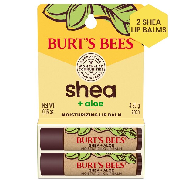 Burt's Bees Shea + Aloe Moisturizing Lip Balm, 2 CT