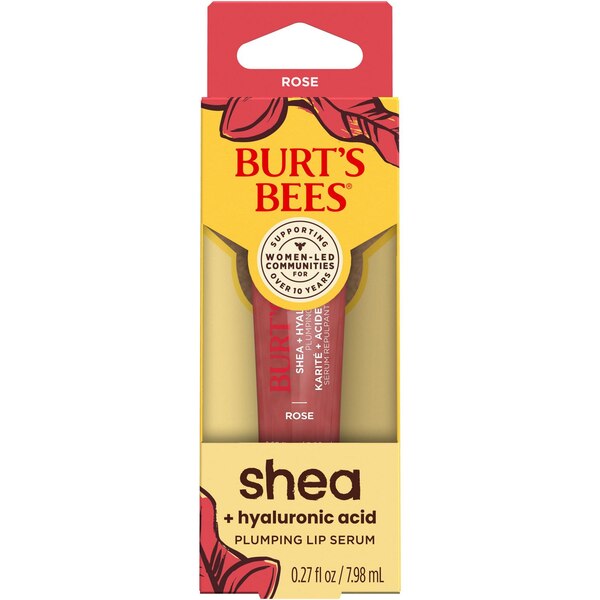 Burt's Bees Shea + Hyaluronic Acid Plumping Lip Serum, Rose, 0.27 OZ