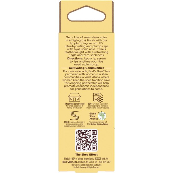 Burt's Bees Shea + Hyaluronic Acid Plumping Lip Serum, Rose, 0.27 OZ
