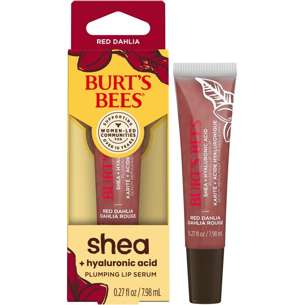 Burt's Bees Shea + Hyaluronic Acid Plumping Lip Serum, Red Dahlia, 0.27 OZ