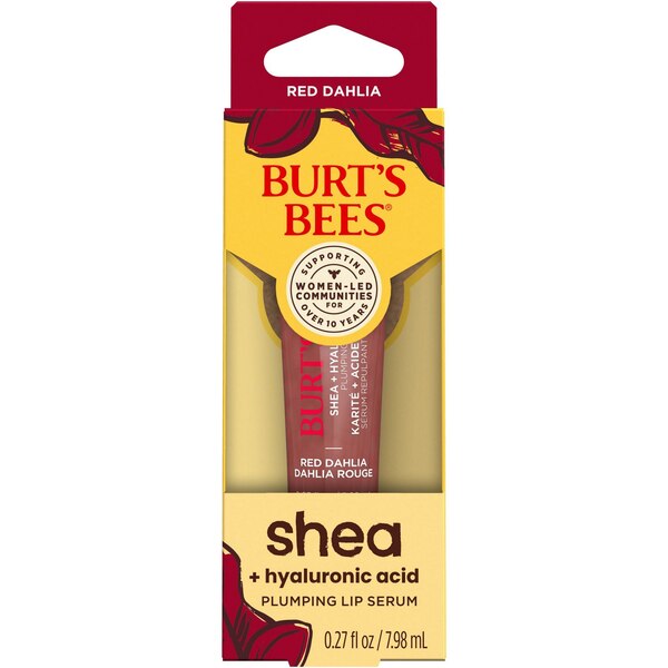 Burt's Bees Shea + Hyaluronic Acid Plumping Lip Serum, Red Dahlia, 0.27 OZ