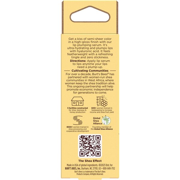 Burt's Bees Shea + Hyaluronic Acid Plumping Lip Serum, Red Dahlia, 0.27 OZ