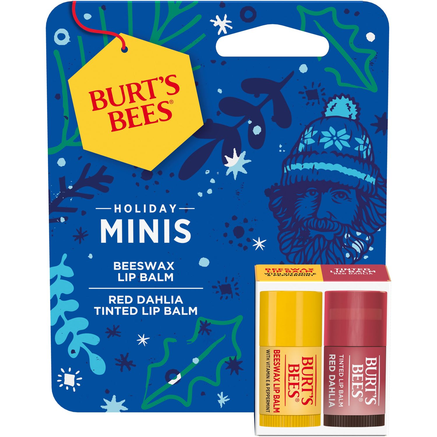 Burt’s Bees Holiday Minis Lip Balm Gift Set, Original Beeswax and Tinted Red Dahlia