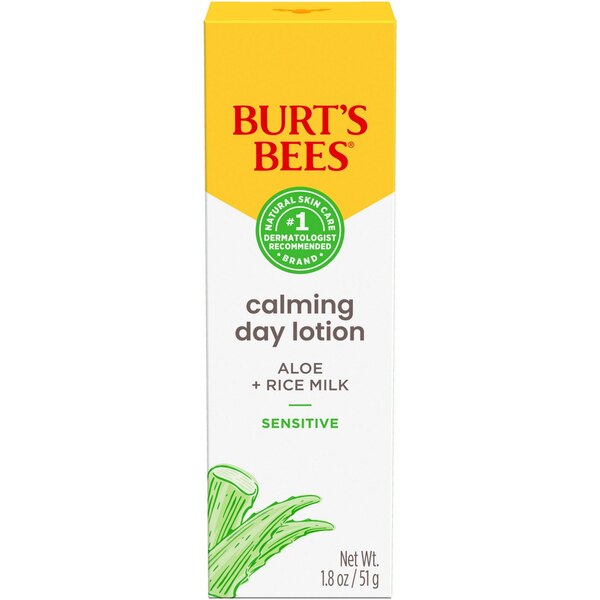 Burt's Bees Calming Day Face Lotion With Aloe and Rice Milk, 98.9% Natural Origin, 1.8 OZ