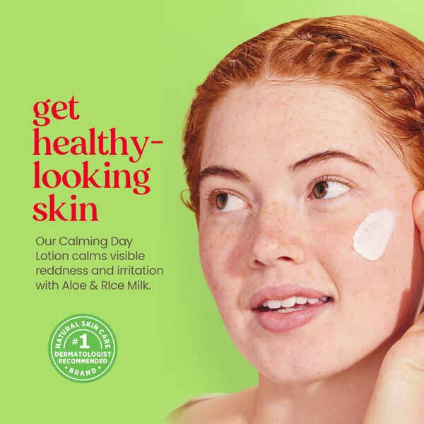 Burt's Bees Calming Day Face Lotion With Aloe and Rice Milk, 98.9% Natural Origin, 1.8 OZ
