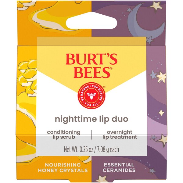 Burt's Bees Nighttime Lip Duo Lip Scrub and Lip Treatment, 2-Pack, 0.25 OZ