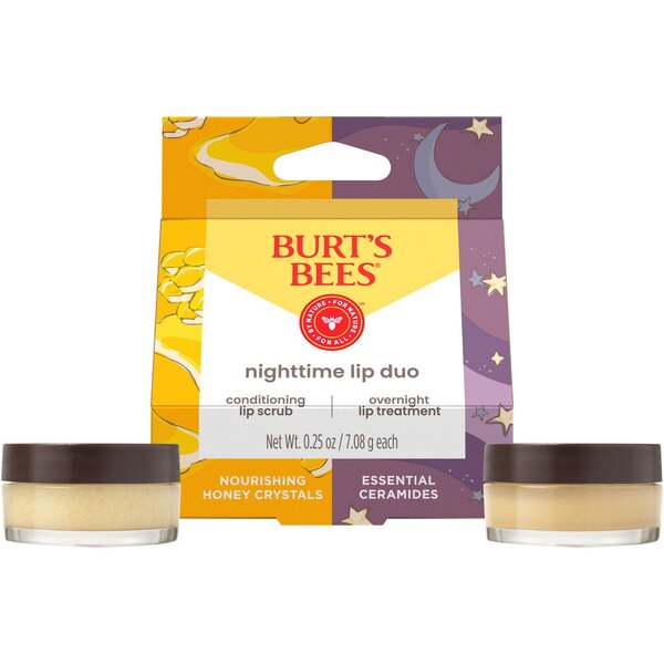 Burt's Bees Nighttime Lip Duo Lip Scrub and Lip Treatment, 2-Pack, 0.25 OZ