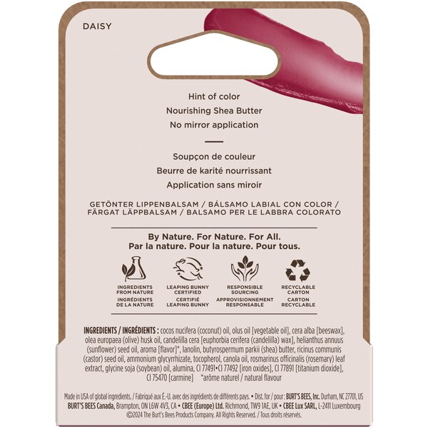 Burt's Bees Tinted Lip Balm, Daisy, 0.15 OZ