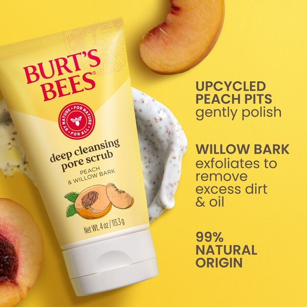 Burt's Bees - Exfoliante facial para limpieza profunda de poros, Peach and Willow Bark, 4 oz