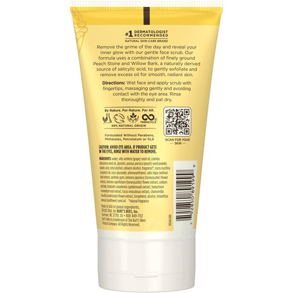 Burt's Bees - Exfoliante facial para limpieza profunda de poros, Peach and Willow Bark, 4 oz