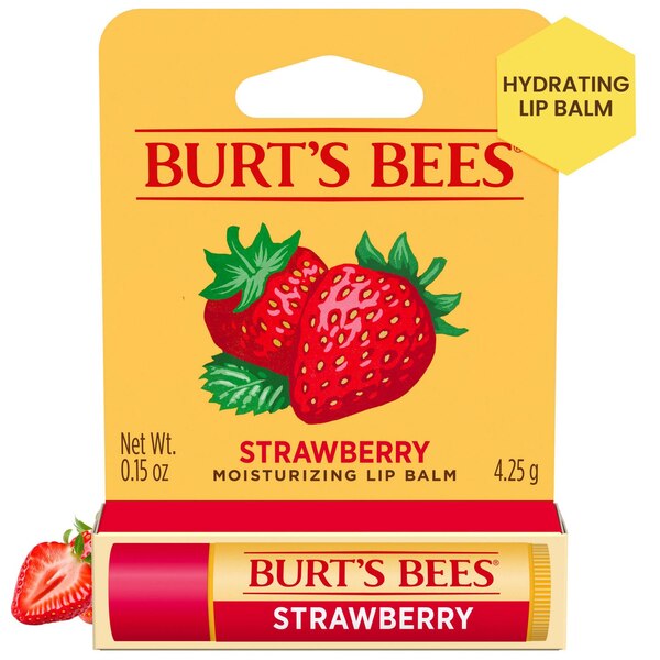 Burt's Bees 100% Natural Moisturizing Lip Balm, Strawberry with Beeswax & Fruit Extracts