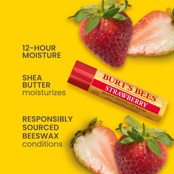 Burt's Bees 100% Natural Moisturizing Lip Balm, Strawberry with Beeswax & Fruit Extracts
