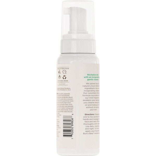 Burt's Bees Refreshing Foaming Face Cleanser with Cucumber and Mint, 4.8 OZ