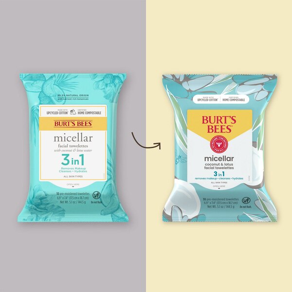 Burt's Bees Micellar Facial Towelettes with Coconut and Lotus, 30 CT
