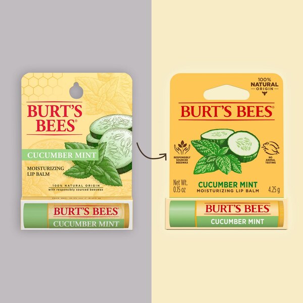 Burt's Bees - Bálsamo labial hidratante 100% natural, Cucumber Mint with Beeswax